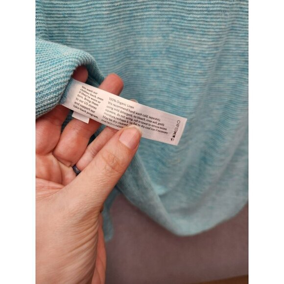 Eileen Fisher Womens Aqua Blue Organic Linen Loose Fit Top PM - Picture 4 of 4
